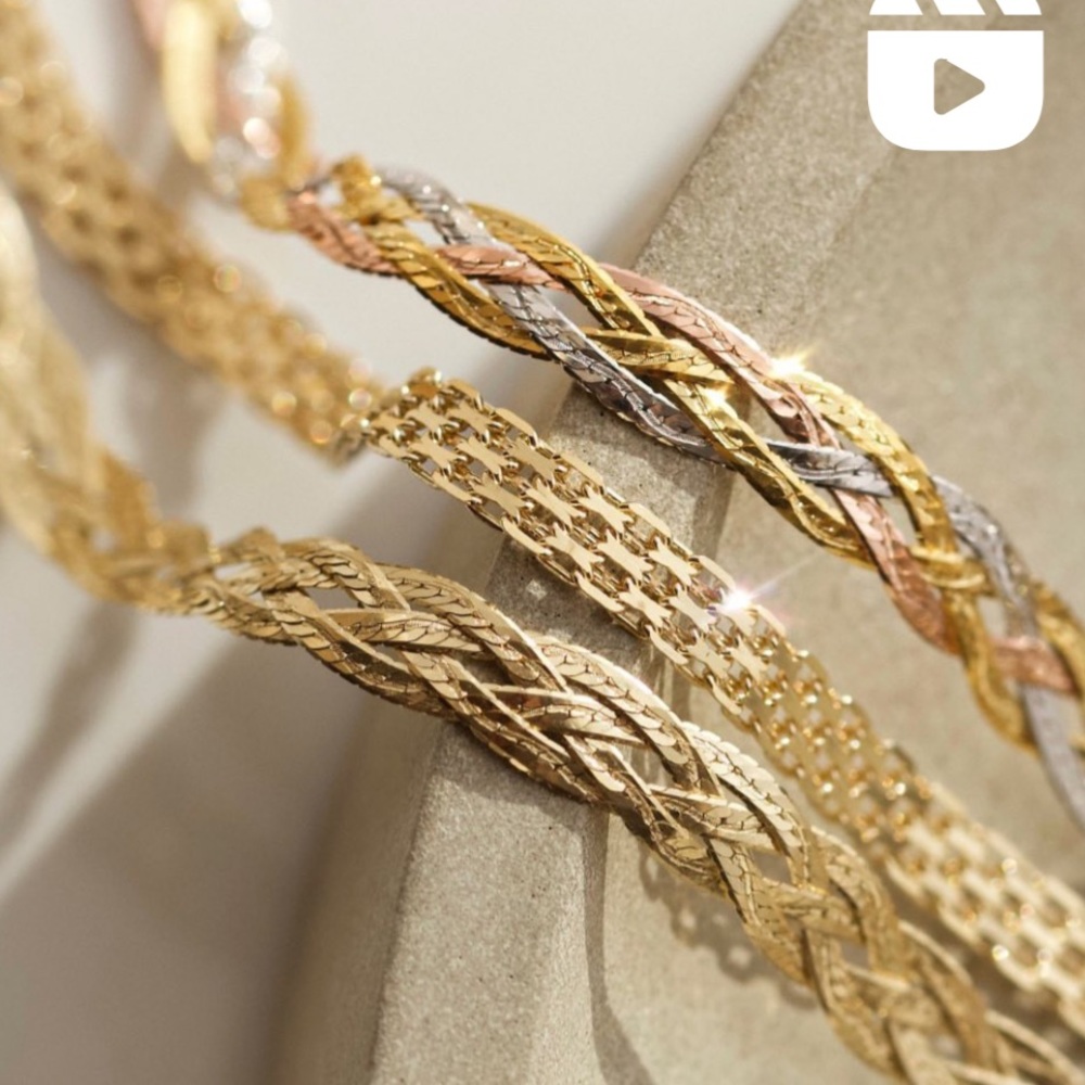 Carrie Elizabeth Diamond Cut Tri-color Braided Necklace